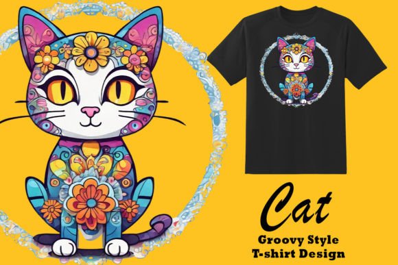 Download Groovy Style Kitty Clipart Illustration - Illustration Collection
