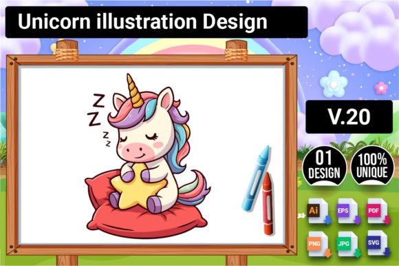 Download Unicorn Illustration Design V.20 - Illustration Collection
