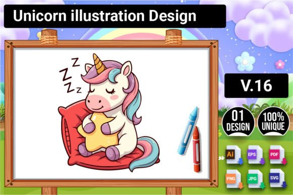 Download Unicorn Illustration Design V.16 - Illustration Collection