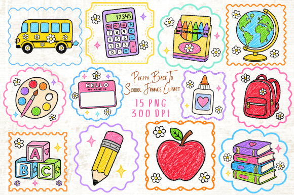 Download Preppy Back to School Frames Clipart PNG - School Collection