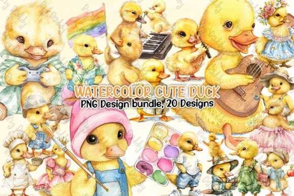 Download Watercolor Cute Duck Clipart PNG - Duck clipart Collection
