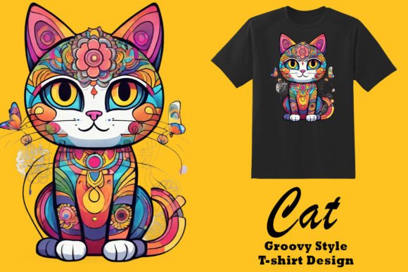 Download Groovy Style Kitty Clipart Illustration - Illustration Collection