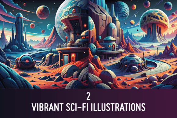 Download 2 Amazing Sci-fi Colorful Illustrations - Illustration Collection