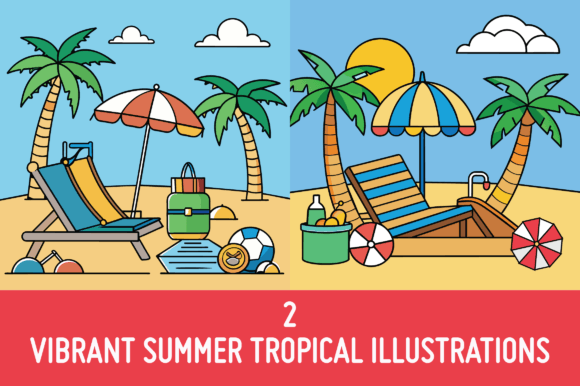 Download 2 Awosome Beach Illustration - Illustration Collection