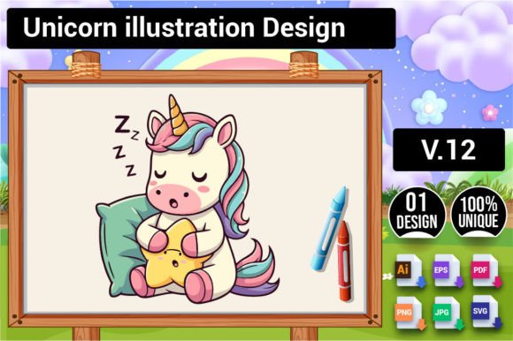 Download Unicorn Illustration Design V.12 - Illustration Collection