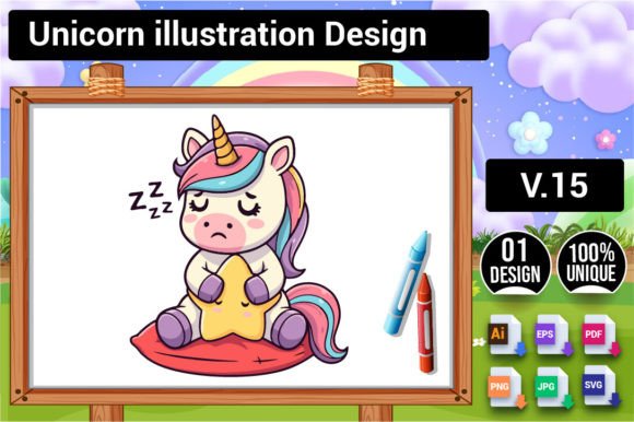 Download Unicorn Illustration Design V.15 - Illustration Collection