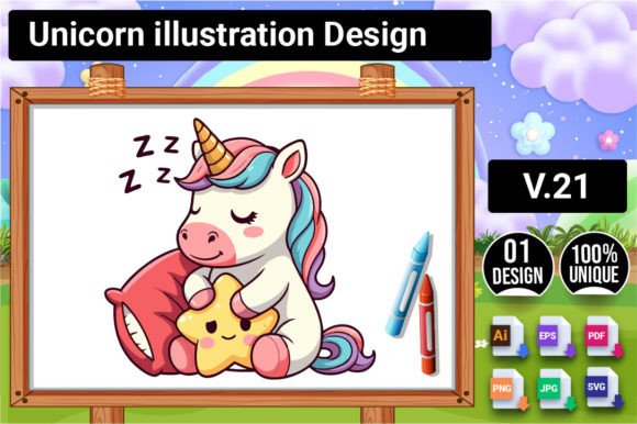 Download Unicorn Illustration Design V.21 - Illustration Collection