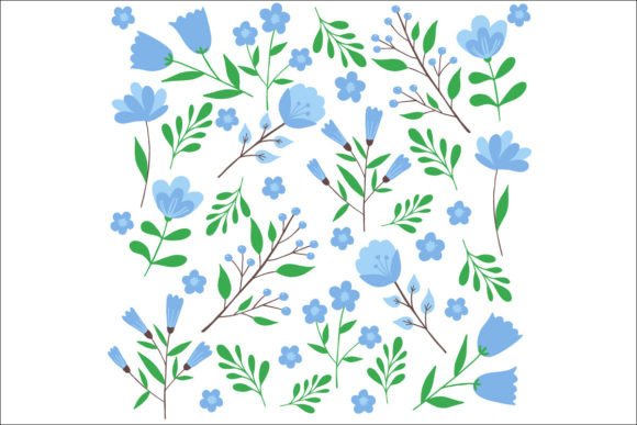Download 9 Blue Floral Illustrations - Illustration Collection