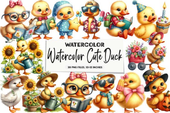 Download Watercolor Cute Duck Clipart - Duck clipart Collection