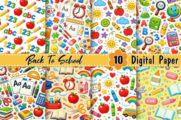 Download Cute Back to School Digital Paper - School Collection